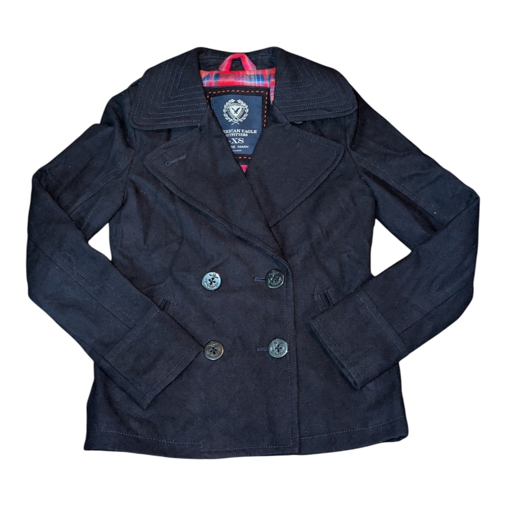 AMERICAN EAGLE OUTFITTERS Navy Double-Breasted Peacoat